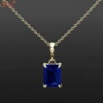 Certified Emerald Shape Blue Sapphire Gemstone Pendant - Image 5