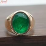 Green Emerald Gemstone Ring, Oval Panna Ring - Image 3