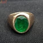 Green Emerald Gemstone Ring, Oval Panna Ring