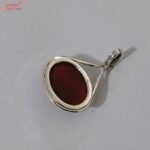 Natural Oval Coral Silver Pendant, Munga Pendant - Image 4