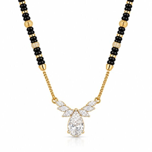 18K Gold Pear Lab-Grown Diamond Mangalsutra with 1.10 Carat Diamonds