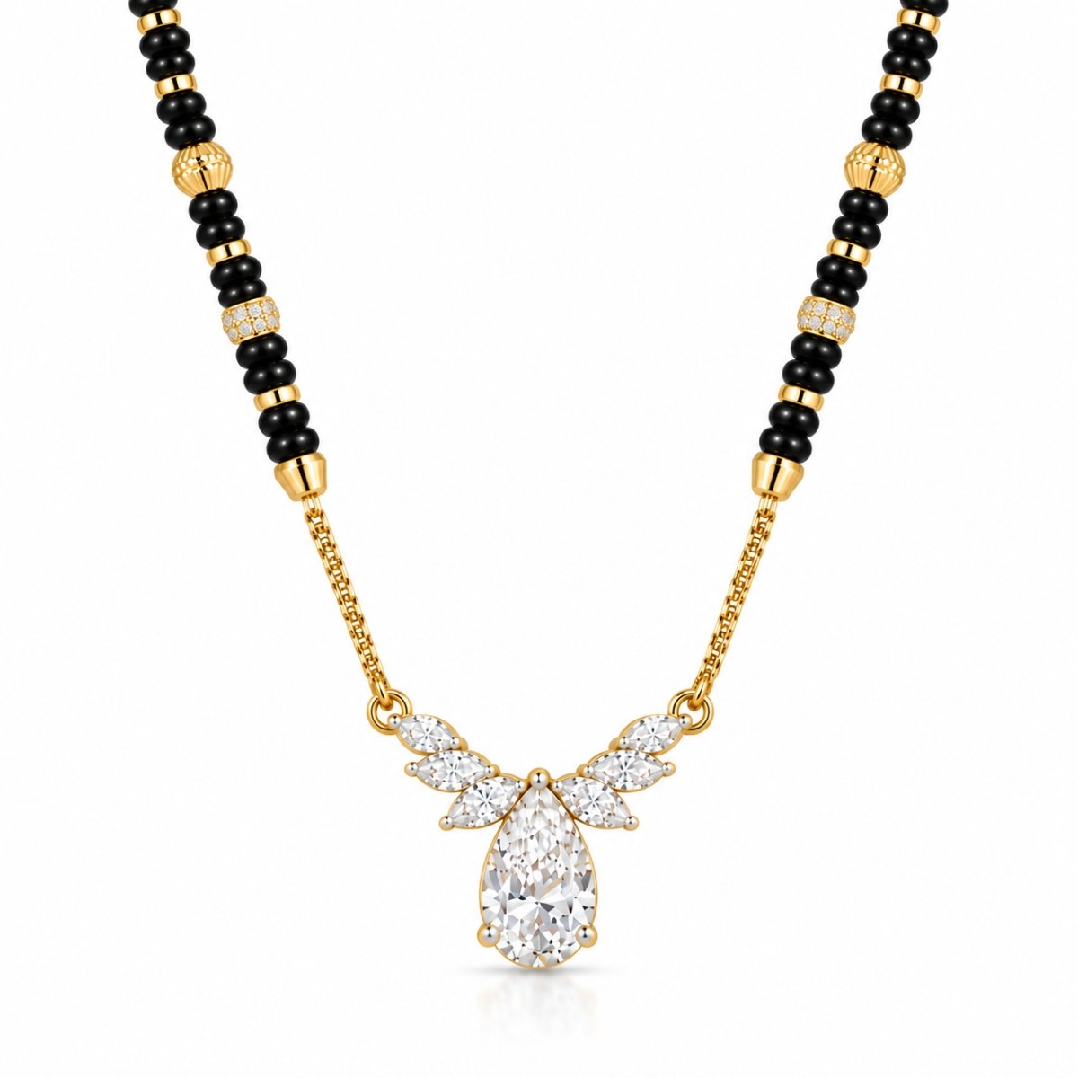 18K Gold Pear Lab-Grown Diamond Mangalsutra – Pure Gems World 18K Gold Pear Lab-Grown Diamond Mangalsutra with 1.10 Carat Diamonds