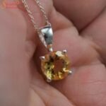 Natural Citrine Gemstone Pendant In Silver