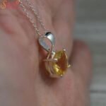 Natural Citrine Gemstone Pendant In Silver - Image 3