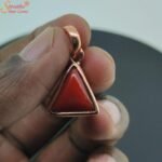Triangle Shape Coral Pendant, Munga Gemstone Pendant - Image 5