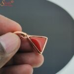 Triangle Shape Coral Pendant, Munga Gemstone Pendant - Image 4