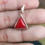 Triangle Shape Coral Pendant, Munga Gemstone Pendant
