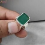 Natural Emerald Silver Ring, Panna Gemstone Ring - Image 5