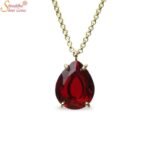 Natural Red Garnet Panchdhatu Pendant, January Birthstone Pendant - Image 5