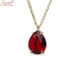 Natural Red Garnet Panchdhatu Pendant, January Birthstone Pendant - Image 3