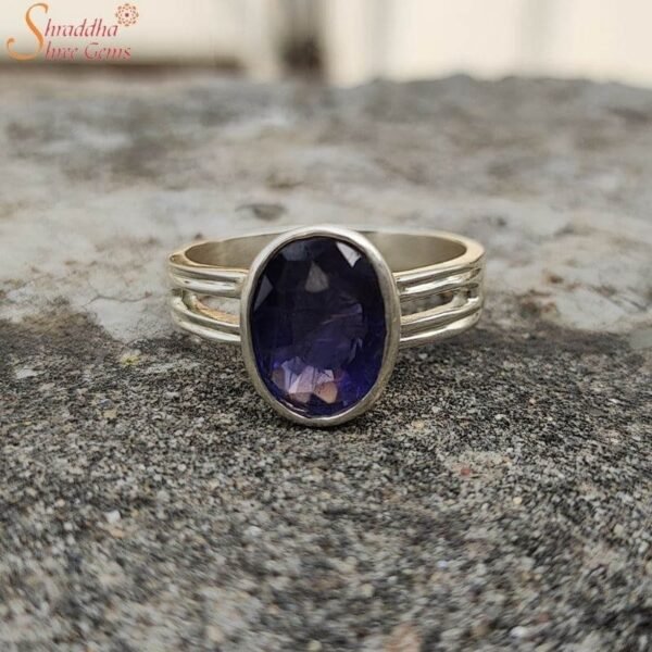 Certified Iolite Gemstone Ring In Sterling Silver