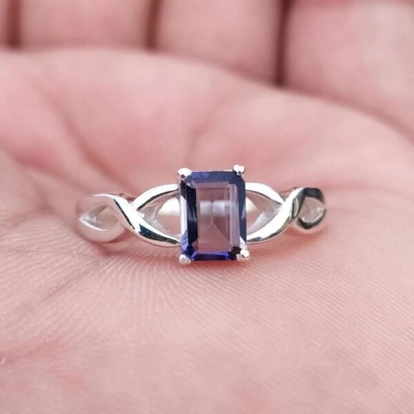 Natural Iolite Gemstone Sterling Silver Ring, Kaka Neeli Ring