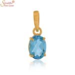 Natural Oval Blue Topaz Panchdhatu Pendant - Image 2