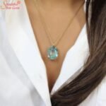 Blue Topaz Pendant, Oval December Birthstone Necklace - Image 3
