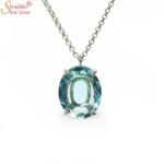 Blue Topaz Pendant, Oval December Birthstone Necklace - Image 4
