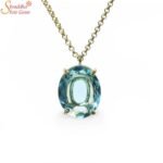 Blue Topaz Pendant, Oval December Birthstone Necklace - Image 2