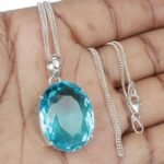 Natural Oval Shape Blue Topaz Pendant
