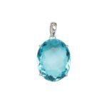 Natural Oval Shape Blue Topaz Pendant - Image 3