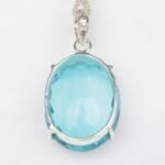 Natural Oval Shape Blue Topaz Pendant - Image 4