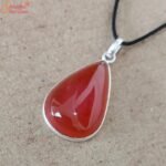 Pear Shape Red Onyx Pendant, Sulemani Hakik Pendant - Image 4