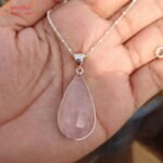 Natural Pear Shape Rose Quartz Pendant, Love Pendant