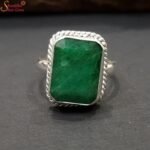 Natural Emerald Silver Ring, Panna Gemstone Ring