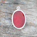 Sterling Silver Coral Pendant, Munga Stone Pendant - Image 5