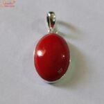 Sterling Silver Coral Pendant, Munga Stone Pendant - Image 4
