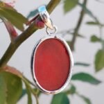 Sterling Silver Coral Pendant, Munga Stone Pendant - Image 3