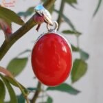 Sterling Silver Coral Pendant, Munga Stone Pendant - Image 2