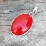 Sterling Silver Coral Pendant, Munga Stone Pendant
