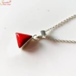 Triangle Shape Coral Pendant, Natural Munga Gemstone Pendant - Image 3
