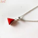 Triangle Shape Coral Pendant, Natural Munga Gemstone Pendant - Image 5
