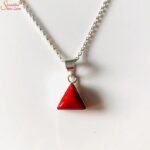 Triangle Shape Coral Pendant, Natural Munga Gemstone Pendant - Image 6